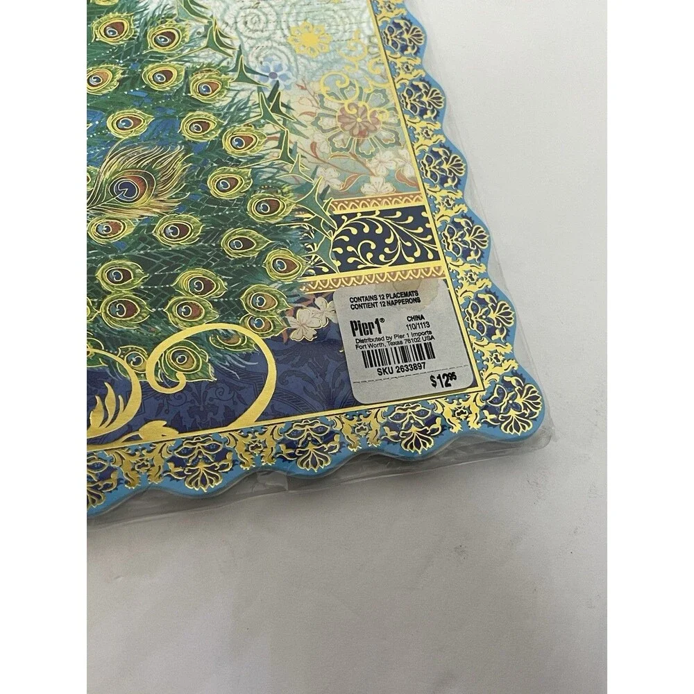 Peacock Die-Cut Gold Foil Paper Placemats 14X11